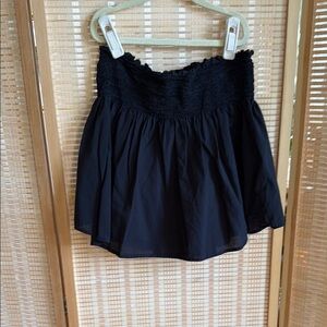 Black Strapless Smocked Top